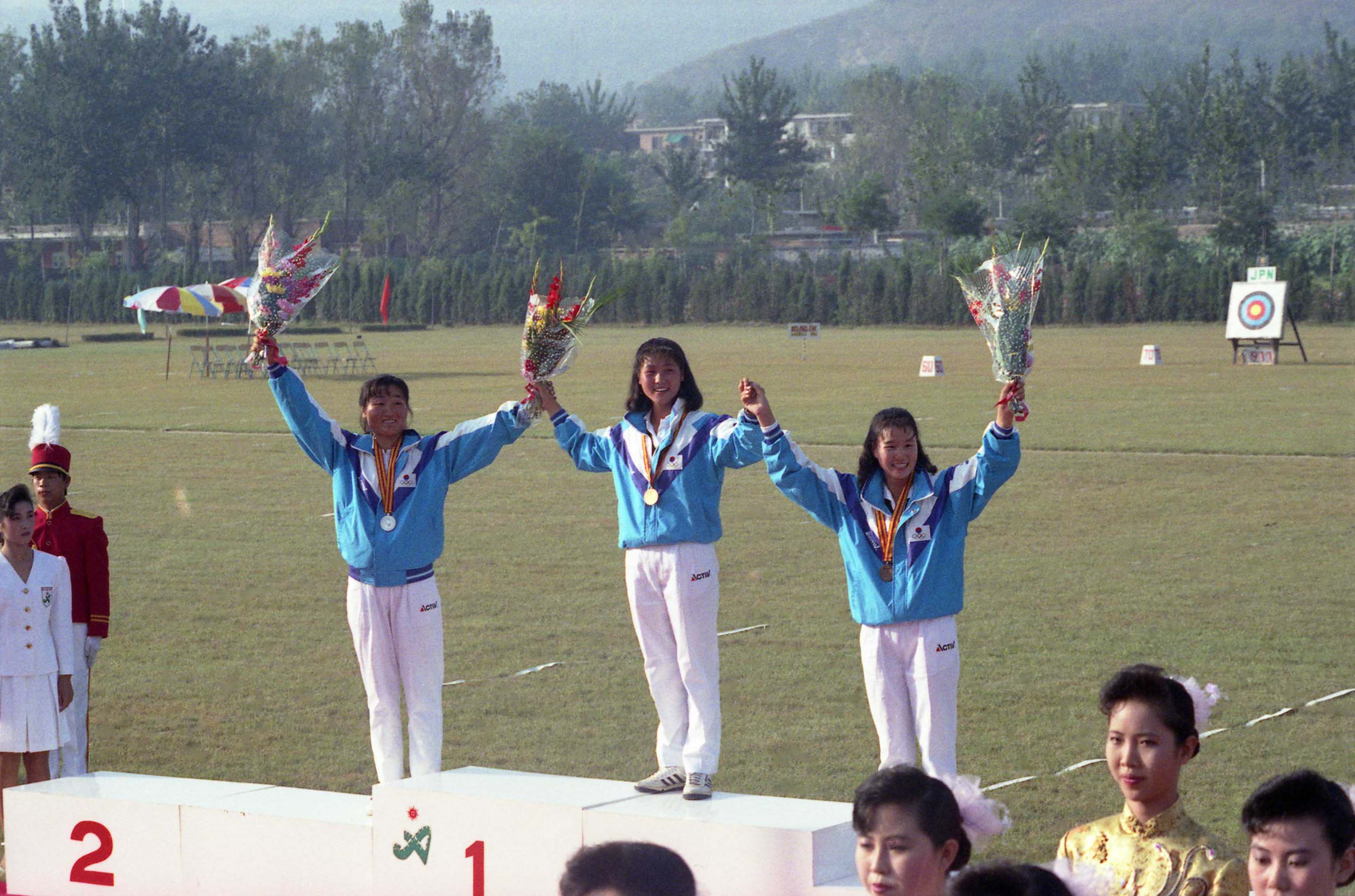 북경아시아경기대회 양궁 남·여 개인, 단체 우승 시상식