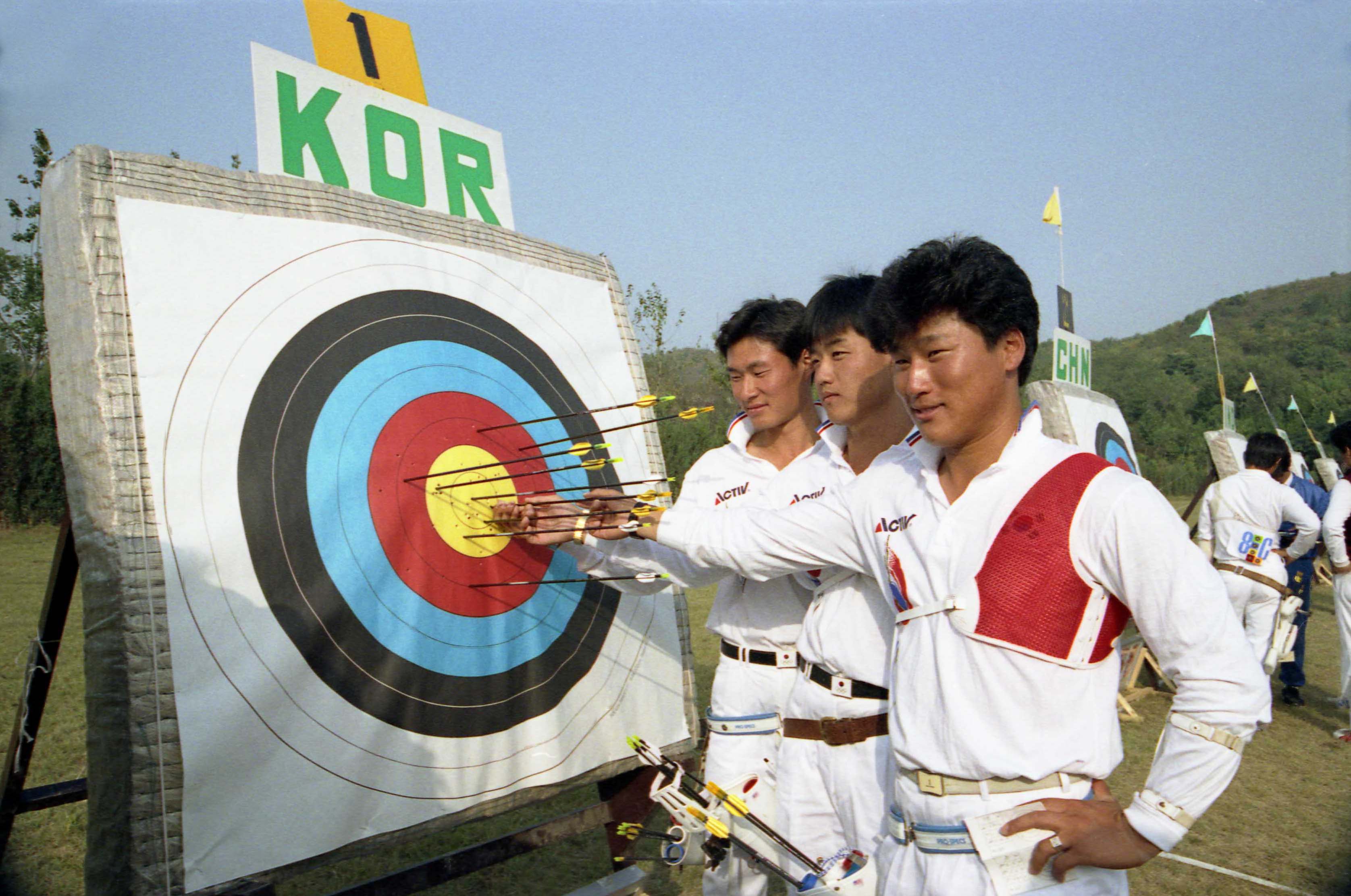 북경아시아경기대회 양궁 남·여 개인, 단체 우승 시상식
