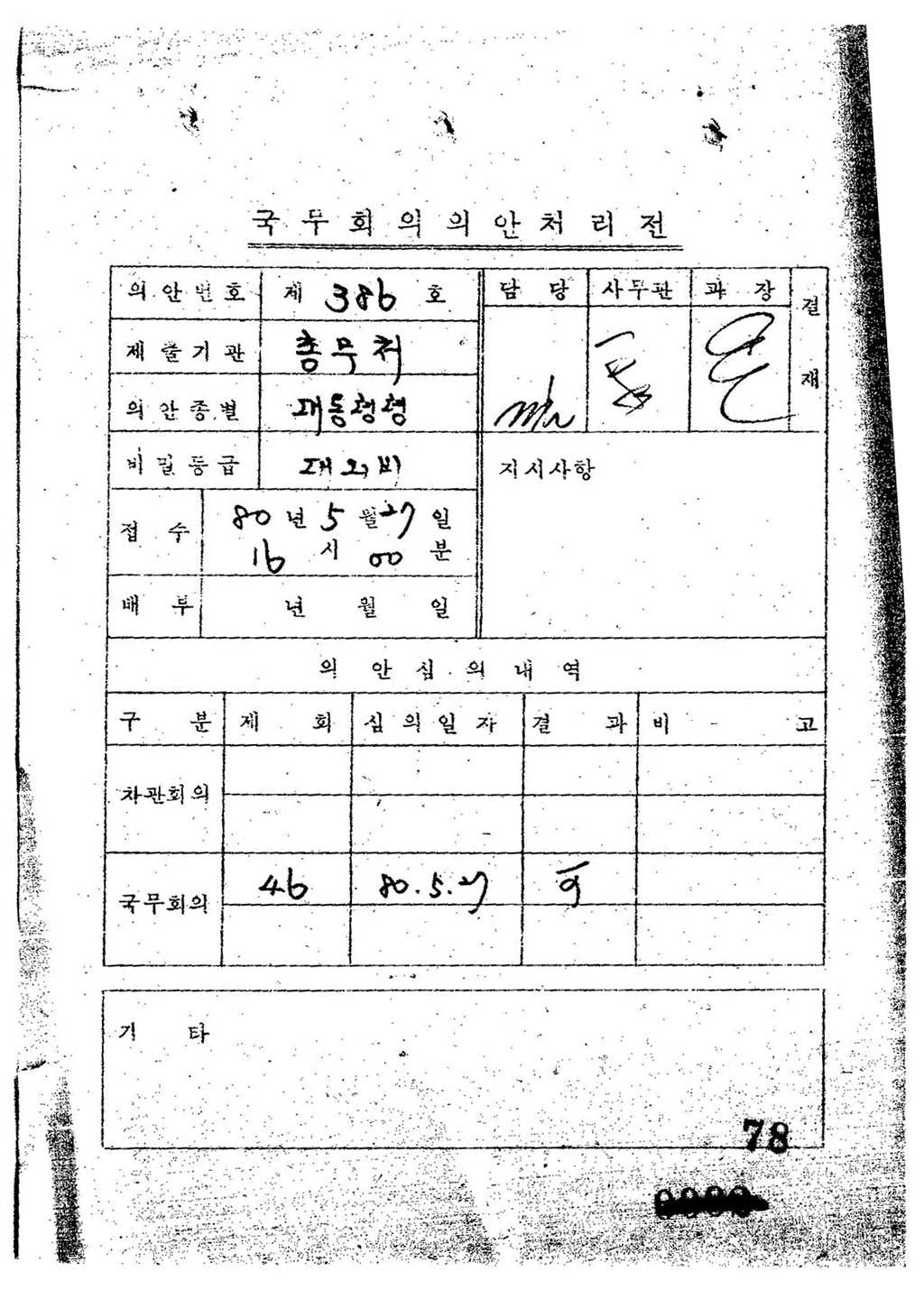 국가보위비상대책위원회설치령(안)(제386호)