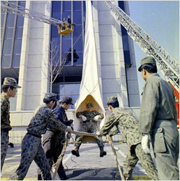 정부청사 방공소방의 날 훈련 모습(1973년)
