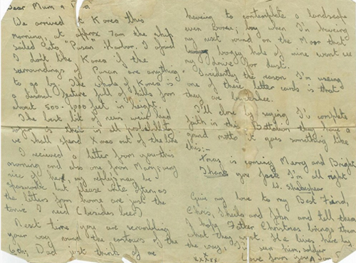 6·25 전쟁 참전 당시 폴 버크 씨가 그의 부모에게 보낸 편지