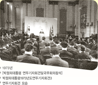 1973년. [박정희대통령 연두기자회견및국무회의참석]. 박정희 대통령 1973년도 연두기자회견3. 연두기자회견 모습