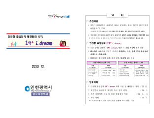 인천광역시 1억+i dream 추진계획