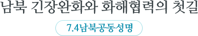 남북 긴장완화와 화해협력의 첫길 7.4남북공동성명