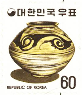 보통우표(60원:분청사기철회와문항아리)