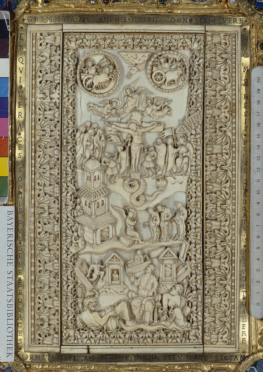 라이헤나우 수도원에서 제작한 오토시대의 채색 필사본

오토 3세(983~1002)와 그의 후계자 하인리히 2세(1002~1024)를 기념하여 라이헤나우 수도원에서 965~1020년 양피지에 제작한 채색 필사본이다. 이 기록은 그리스도의 삶을 표현한 세밀화로 황제의 초상화들이 성경의 필사본에 포함된 특징이 있다. 라이헤나우 수도원은 카롤링 왕조와 비잔틴 제국의 그림들을 창조적으로 계승함으로써 오토(Otto)시대의 예술 이미지를 잘 형상화 하였다.