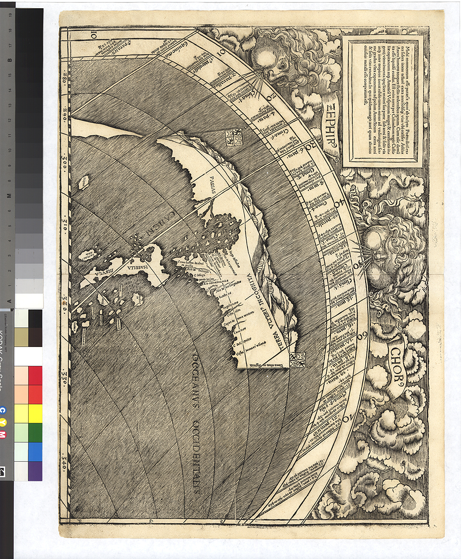 발트제뮐러 세계전도

독일의 인문학자이자 지도 제작자인 마르틴 발트제뮐러(Martin Waldseemuller. 1475-1522)가 1507년에 만든 세계 지도이다. 이 지도는 목판으로 인쇄한 세계 최초의 벽면 부착용 세계지도이다. 발트제뮐러가 아메리고 베스푸치를 기려 신대륙을 ‘아메리카’라고 처음 이름 붙인 기념비적인 지도이다.
